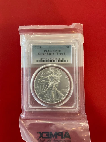US $1 Silver American Eagle, 2021 Type 1 MS-70 PCGS