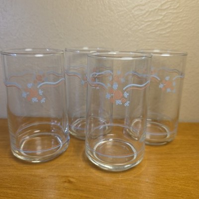 Set of 4 Vintage Corelle English Breakfast Glass Tumblers 12oz 4-7/8'' Floral