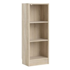 Slim 2-Shelf Bookcase - Narrow Storage Unit for Home Office - White, Oak
