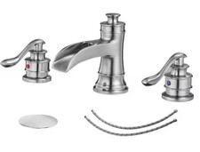 8" Widespread Waterfall Bathroom Faucet W/ Pop-up Drain Assembly Brushed Nickel