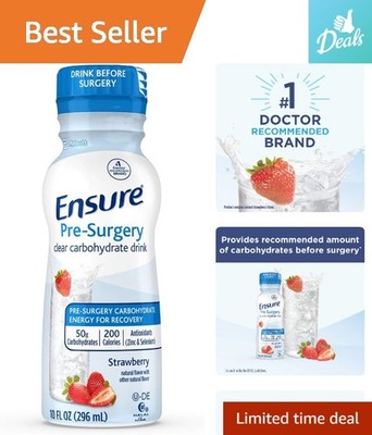 10 fl oz Ensure Pre-Surgery Clear Drink - Strawberry, 4 Count, Reduces Nausea