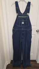 Vintage 90s Liberty Y2K Dark Green Trim Carpenter Dungaree Overalls 36 x 32 SEE