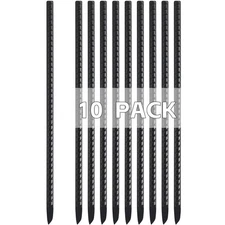 10 Pack 16 Inch Rebar Stakes, Black, Heavy Duty, Chisel Point, Ground, Metal