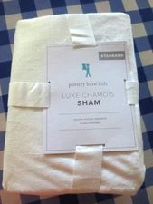 2 Pottery Barn WHITE  Luxe Chamois  pillow shams standard NIP SO SOFT