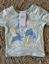 George Light Blue 100% Cotton Crew Neck Short Sleeve Easter T-Shirt 3-6M