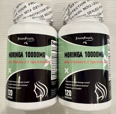 2 Pack Moringa 1500mg - Herbal Nutrition Supplement, 180 Capsules, EXP: 02/2027