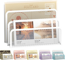 Mail Organizer Countertop for Desk, Mail File Holder with 3-Slot, White