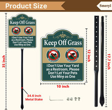 Keep Off Grass Sign with 34.6" Stake for Lawn, 12" x 10" Dog Poop Sign for La...