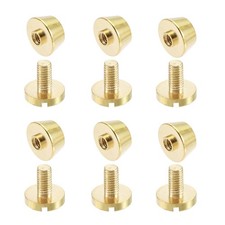 10x6mm Flat Studs Rivet Purse Handbag Feet Nails Brass Leather Craft DIY 6pcs