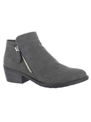 EASY STREET Womens Gray Padded Gusto Almond Toe Block Heel Booties 8 W