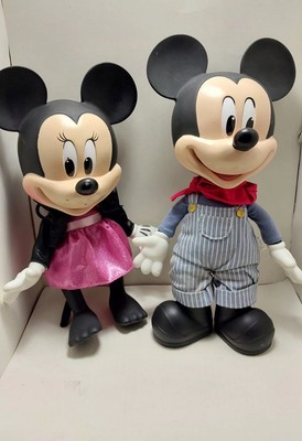 Disney TALKING Mickey & Minnie Mouse Train Conductor Pull String Read Descript