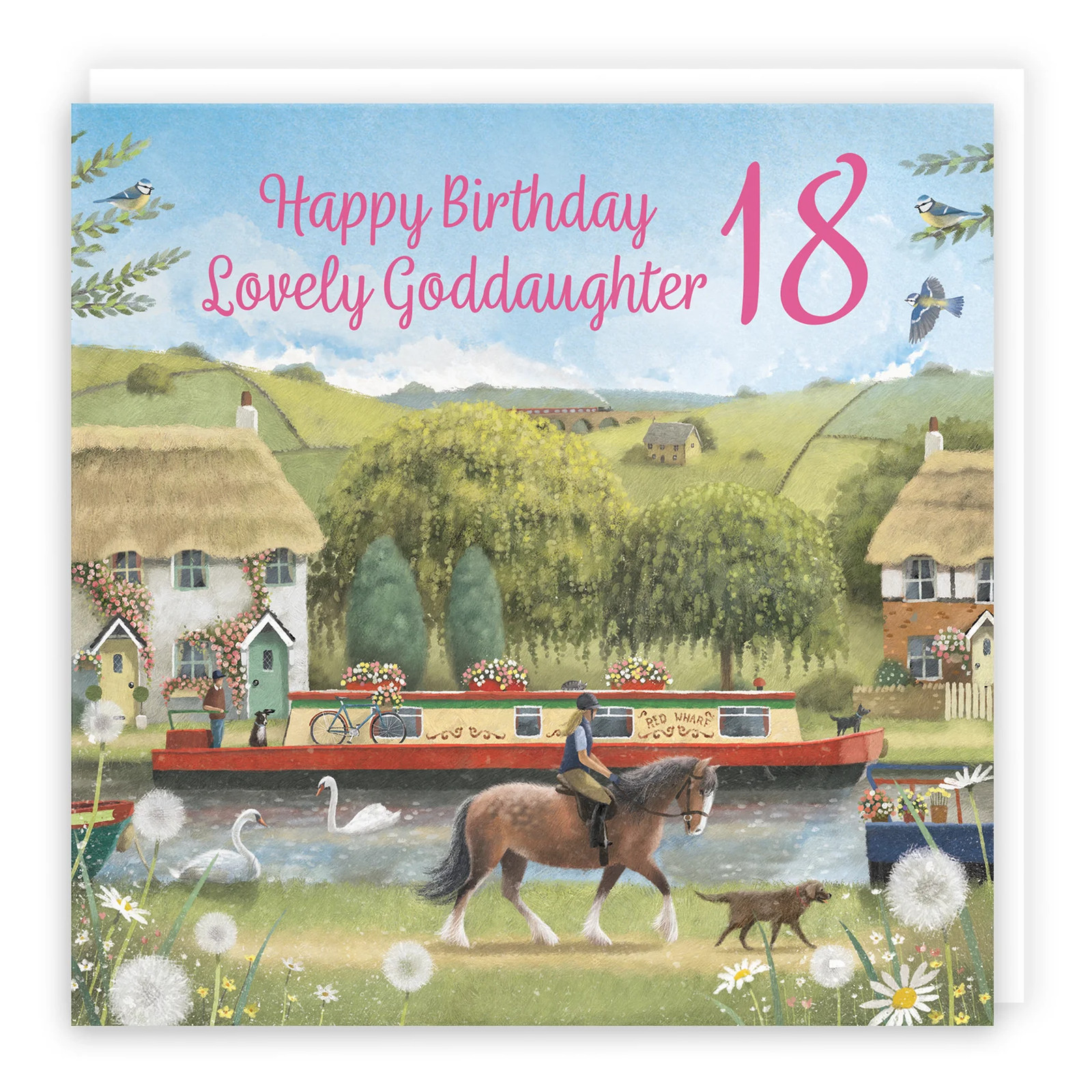 18th Goddaughter Canal Narrowboat Birthday Card Horse Riding Milo's Gallery