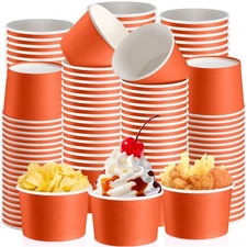 Paper Ice Cream Cups 9oz Colored Disposable Dessert Bowls for Hot or Cold Foo...