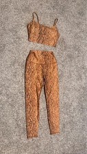 Carbon 38 Sandstone True Snake Print Workout set, Sz S