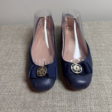 Kate Spade Navy Blue Ballet Flats Round Toe Work Office Leather Bow Party Size 9