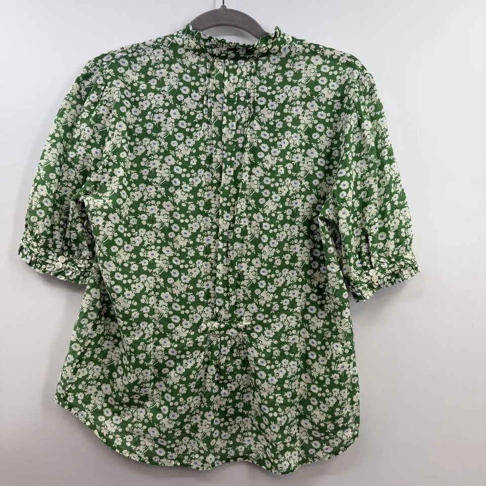 Trovata Pájaros del Paraíso Verde Floral Top Talla M Mediano Algodón Abotonado Foto 4 de 4