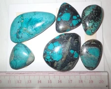 Turquoise Stone Flat Free Form Cabochon 281.5 Carat 6 pieces 56.3 gram