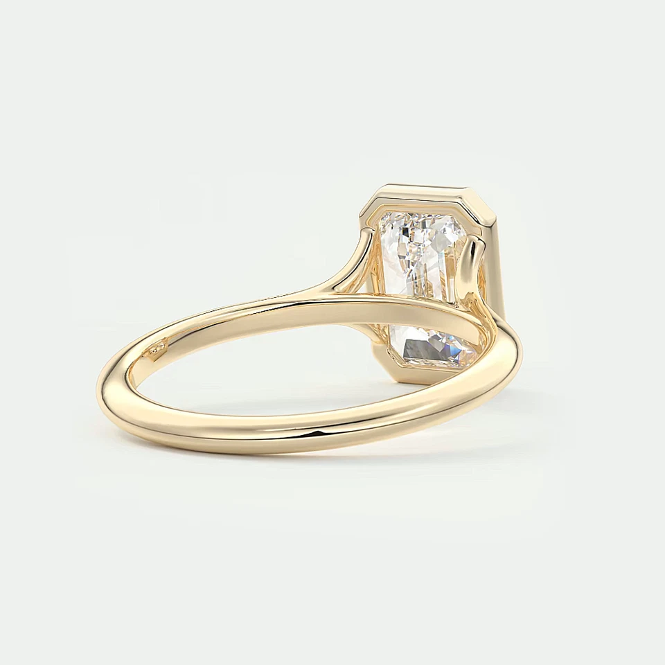 Engagement Ring Semi Mount Emerald Cut Setting 14k Yellow Gold Size 4 5 6 7 - Image 2 of 4