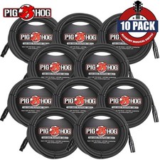10-PACK Pig Hog 15FT XLR M to XLR F High Performance Tour Grade Mic Cable PHM15