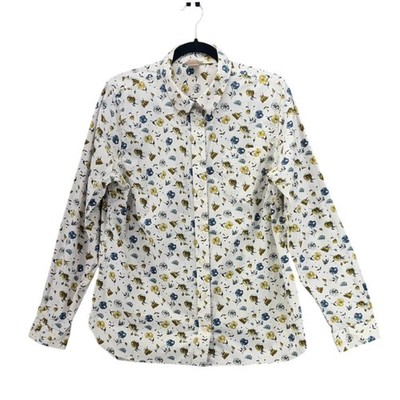 Duluth Trading Womens Button Up Shirt L Career Professional Work Floral Bloom