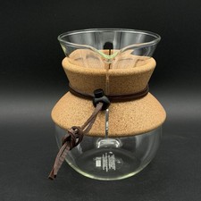 Bodum Pour Over Coffee Glass Carafe Cork Collar Leather Tie 5.75 X 4 Inches #195