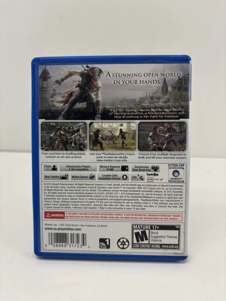 Assassins Creed III 3 Liberation Sony Playstation PS Vita - Tested - Image 2 of 3