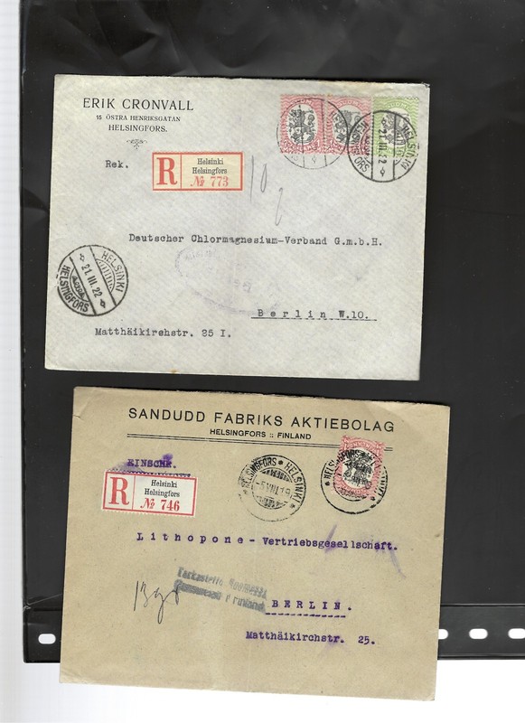 FINLAND-COVERS-ADVERTS-CARDS-1920 ISH-LOT OF 4-CANCELS-FRANKING-F-#52