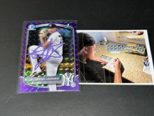 Carlos LaGrange Yankees Signed 2025 1st Bowman Chrome Purple Geometric Refractor