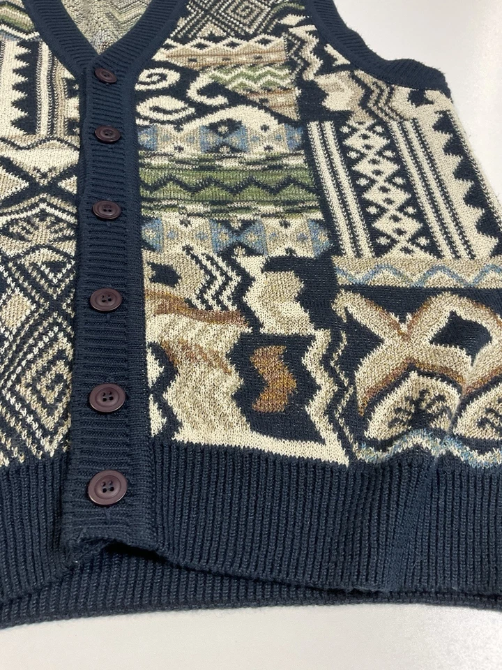Chaleco Suéter Estilo Coogi Vintage Talla L Hecho en Italia Tejido Abstracto Hip Hop Años 90 Foto 2 de 4