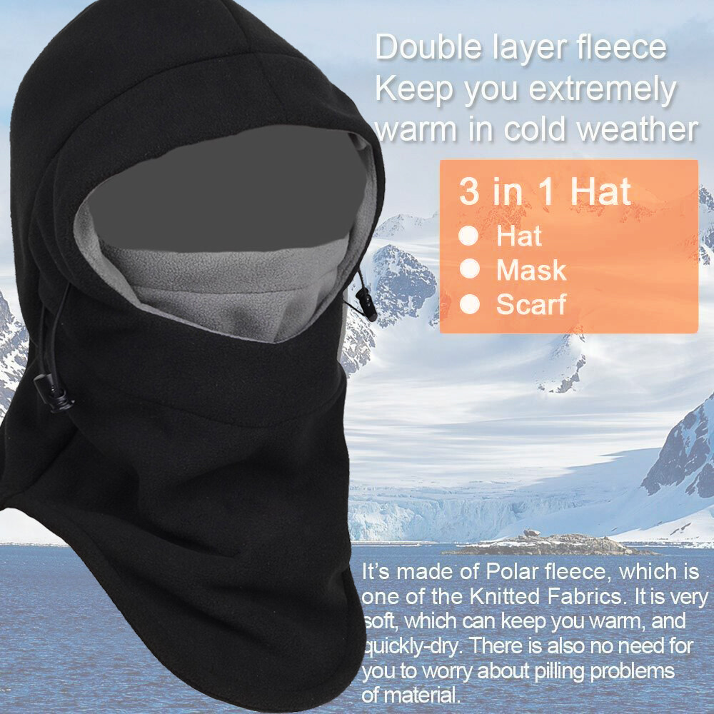 Windproof 3 in 1 Fleece Balaclava Hat Hooded Neck Winter  display picture 3
