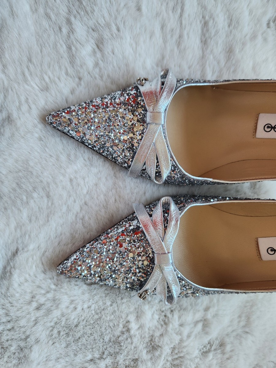 NWD JIMMY CHOO ROMY 85 Pumps Bow Glitter Size EU 35.5 Silver NWD JIMMY CHOO ROMY 85 Pumps Bow Glitter Size EU 35.5 Silver