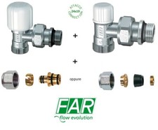 VALVOLA E DETENTORE A SQUADRA FAR 3/8" 1/2" RAME/MULTISTRATO MOD.S2012 RADIATORI