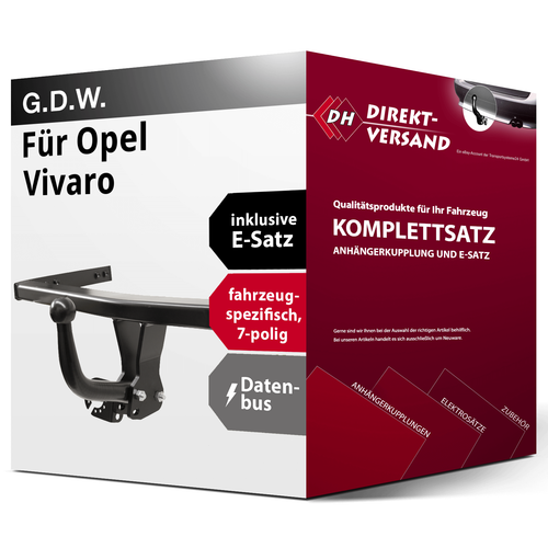 Für Vivaro C K0 (G.D.W.) Anhängerkupplung starr + E-Satz 7pol spezifisch top
