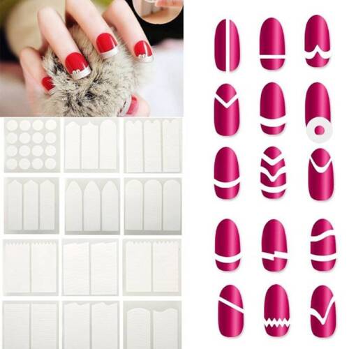 15Sheets/lot French Manicure DIY Nail Art Tips Guides Stickers Stencil  Strip | eBay