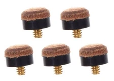 New Set of 5 Brown Screw In Pool Cue Tips - Size 13mm - Screw On Cue Tips