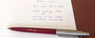 1984 Parker Jotter Brushed Stainless RED Ball Point Date Code NEW INK