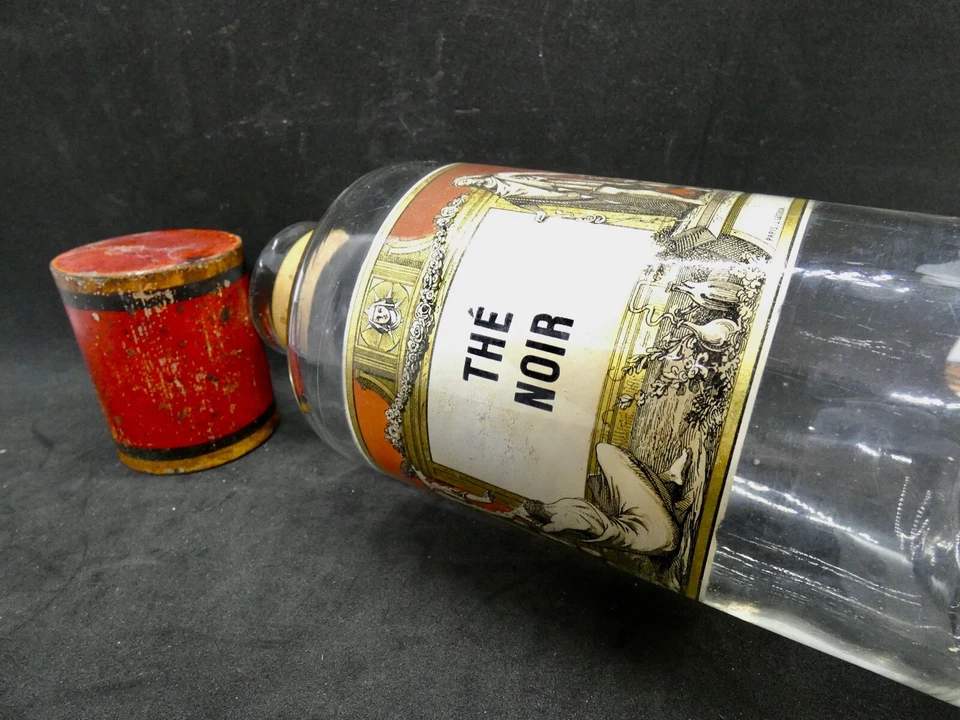 Ancien FLACON pharmacie APOTHICAIRE  pour collection ou déco "THE NOIR" - Photo 4/4