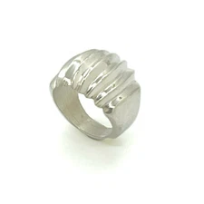 Sterling Silver Wide High Raised Rib Right Hand Pinkie Ring, US Size 5.5, 13.2g