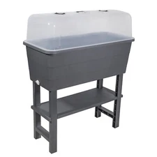 CHG Plastic Self-Watering Raised Garden Bed Planter Stand, Vented Cloche, 30"