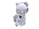 Vintage Fenton Teddy Bear Clear Art Glass Figurine With Blue Birthstone Heart