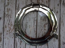 11" Porthole Glass ~ Chrome ~ Nautical Maritime Wall Decor ~ Ship Cabin Window 