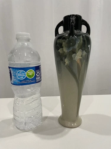 Weller Eocean 9" Tall 4-Handle Antique Art Pottery Hand Painted Floral Vase