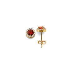 14K Solid Yellow CZ Round Birthstone Birthday Gift Earrings
