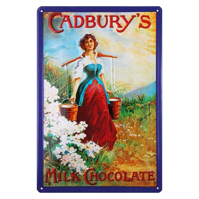 Plaque publicitaire Cadbury's en métal relief 20x30cm finition haut de gamme