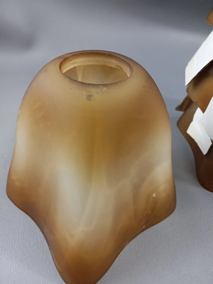 L👀K 8 Vintage Lamp Shade Torchiere Sconce Smokey Frosted Square 1 5/8" Fitter - Image 3 of 4