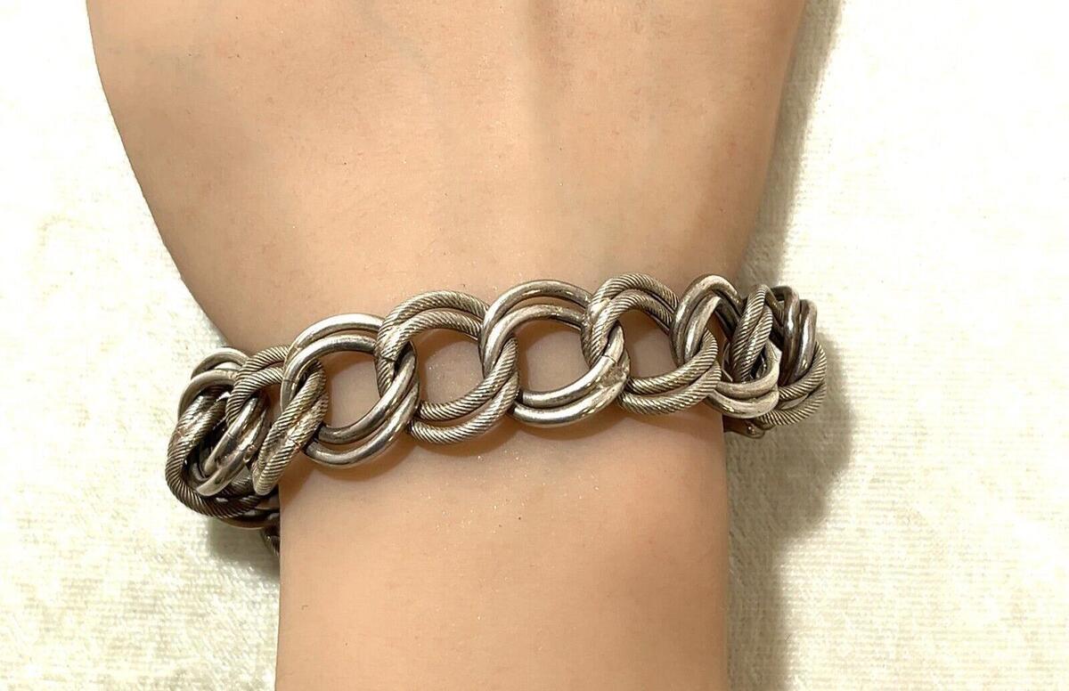 Vintage Sterling Silver Classic Double Link Chain 7.5 Vintage Sterling Silver Classic Double Link Chain 7.5
