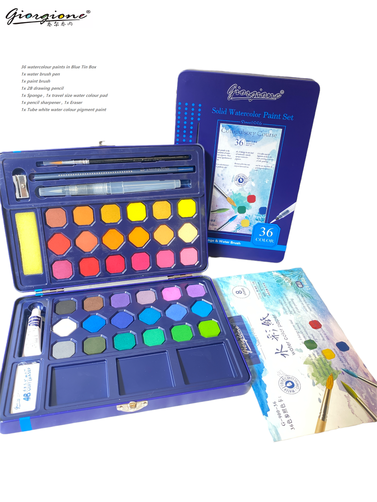 18/24/36/48Colours Deluxe Watercolour Paint Box set + Brushes set Back2school UK eBay