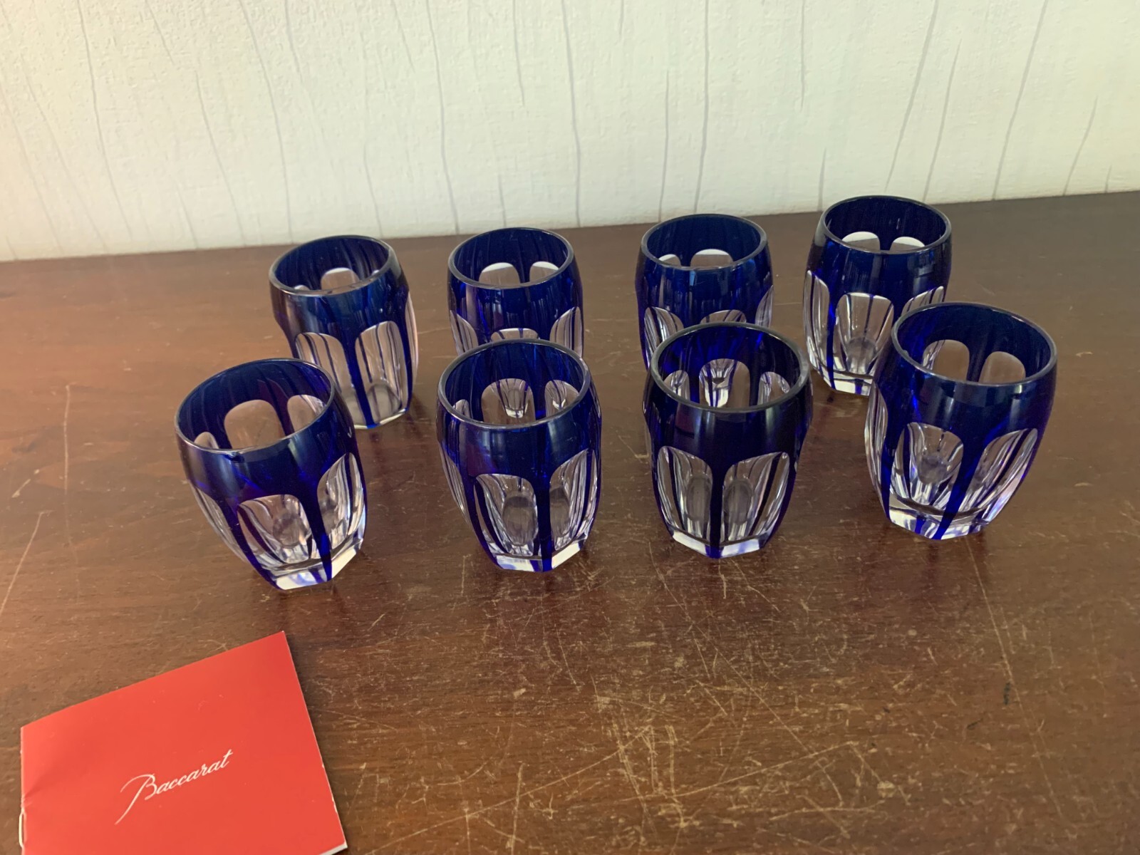 3 Copas De Licor Azul Overlay De Cristal Baccarat (Precio Una Pieza)