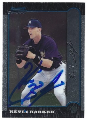 1999 Bowman Chrome Baseball #97 Kevin Barker IP autograph signed