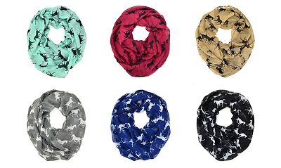 Western Horse Animal Print Block Circle Loop Wrap Infinity Scarf Cowboy Ranch